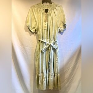 Alex Marie Dress Pale Green Puff Sleeve 100% Cotton Sz 16